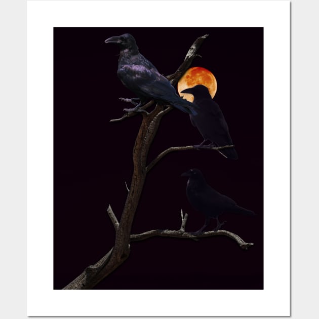 Ravens Under a Full Moon Wall Art by ButterflyInTheAttic